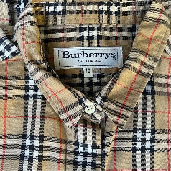 Burberry Blouse Button-Down Collar Vintage Check Shirt 10 New NWOT - Picture 5 of 11